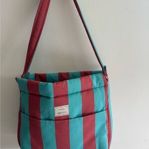 Chic Striped Baby Bag in Red and Teal